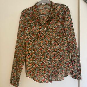 Cacharel size 42 floral cotton button down shirt NWOT